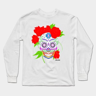 the mexican grim reaper in adela catrina calavera style ecopop Long Sleeve T-Shirt